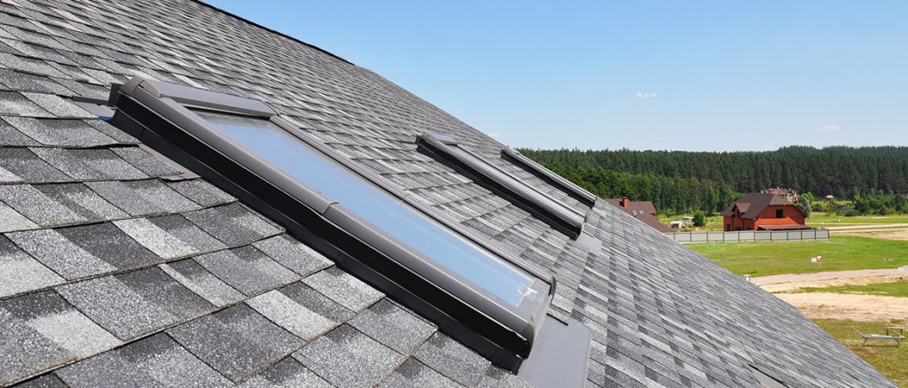 Skylights from the roof's exterior.